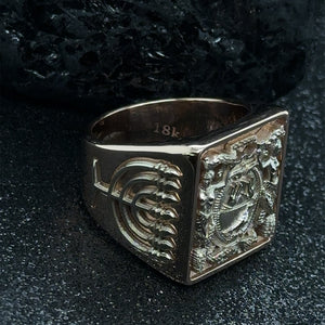 18k Rose Gold Custom Signet Ring, Bespoke Ring, One of a Kind Ring, Mens Signet Ring, Unique Signet Ring, Coat Of Arm Ring