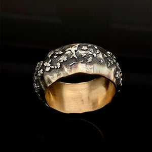 Hummingbirds Ring, Silver Wedding Band, Nature Lover Ring. Anniversary Ring, Handmade Silver Ring. Unique Wedding Ring