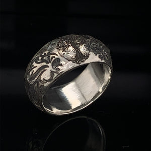 Family Tree Ring, Mens Wedding Ring, Anniversary Ring, Silver Wedding Ring, Handmade Ring, Custom Wedding Band, Tree of Life Ring