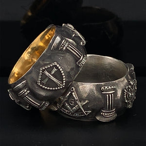 Masons Ring, Knights Templar Ring, Solar Cross Ring, Masonic Fashion Ring, Handmade Ring, Mens Wedding Band, Square Compass Ring