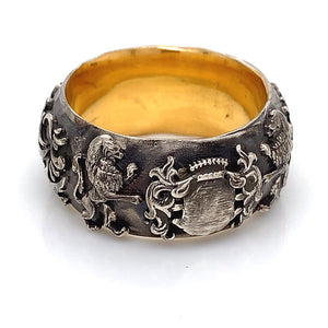 Antique Style Custom Made 3D Family Crest Monogram Wedding Ring
