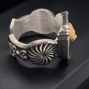 Lion Head Silver and 14k Rose Gold Handcrafted Cuff Ring
