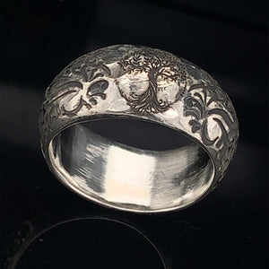 Family Tree Ring, Mens Wedding Ring, Anniversary Ring, Silver Wedding Ring, Handmade Ring, Custom Wedding Band, Tree of Life Ring