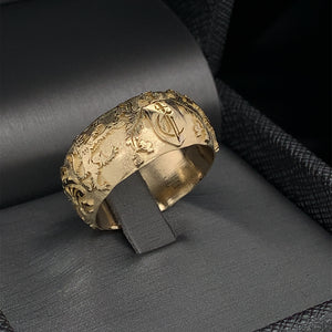Coat of Arm Ring Antique Style Custom Made 3D Family Crest Monogram Wedding Ring
