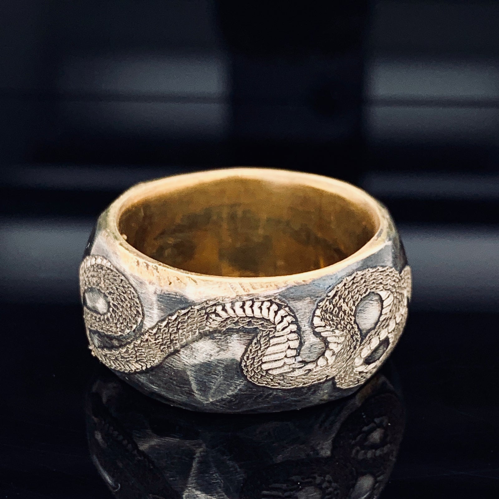 Sterling Silver Snake Ring for Men and Women, 11mm, Custom Engraved, Personalized Ring