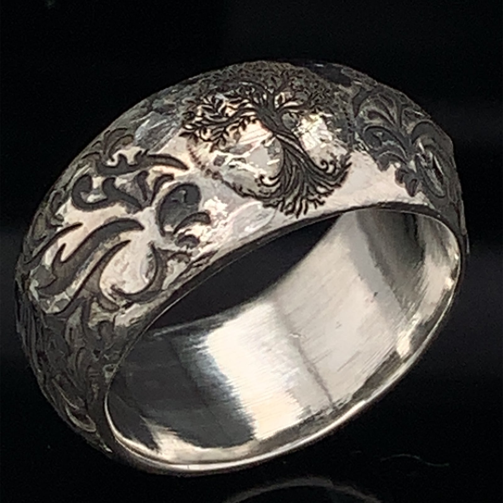 Family Tree Ring, Mens Wedding Ring, Anniversary Ring, Silver Wedding Ring, Handmade Ring, Custom Wedding Band, Tree of Life Ring