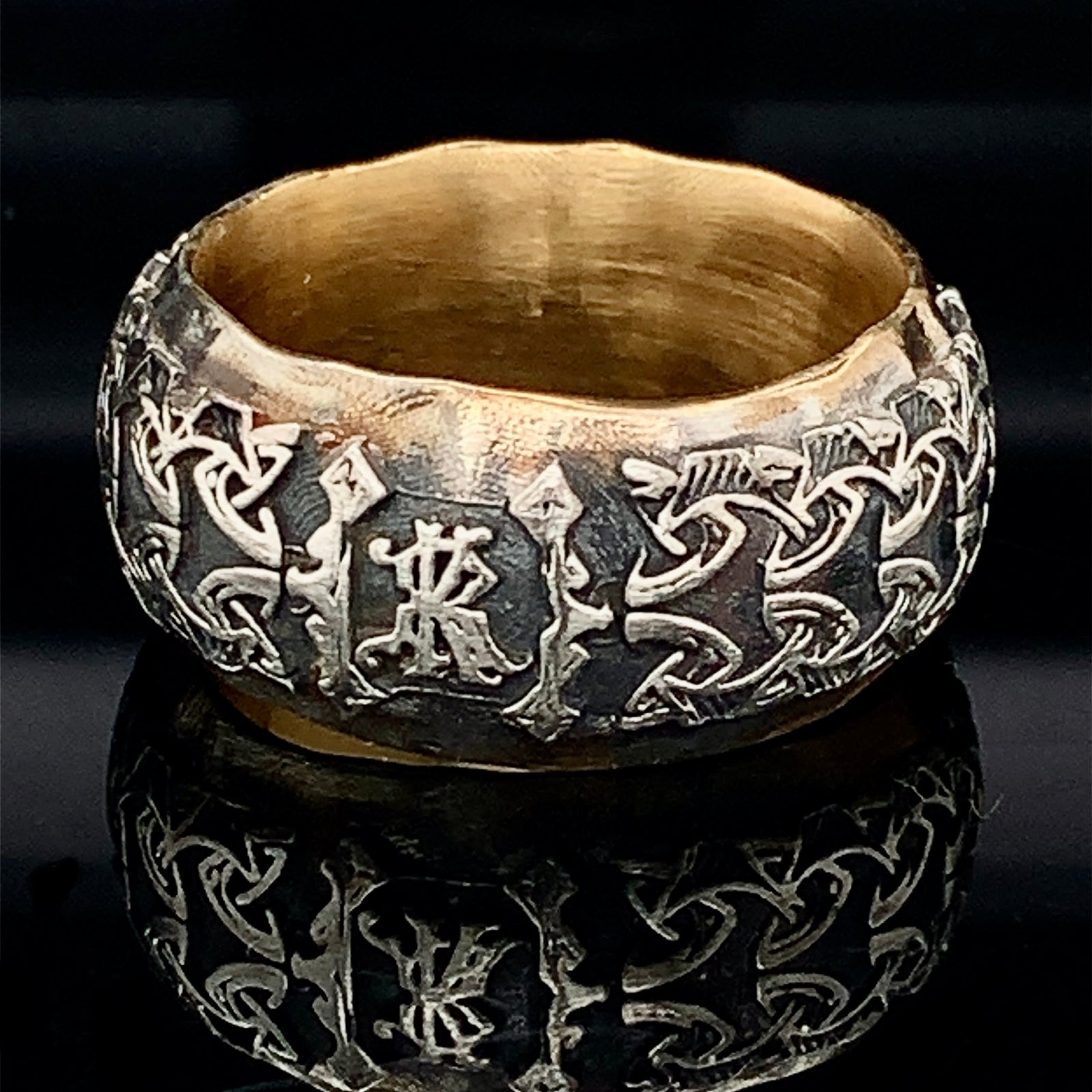 Silver Wedding Ring, Viking Compass Ring , Monogram Ring, Vesvigir Ring, Nordic Symbol Ring, Unique Wedding Band, Handmade Silver Ring