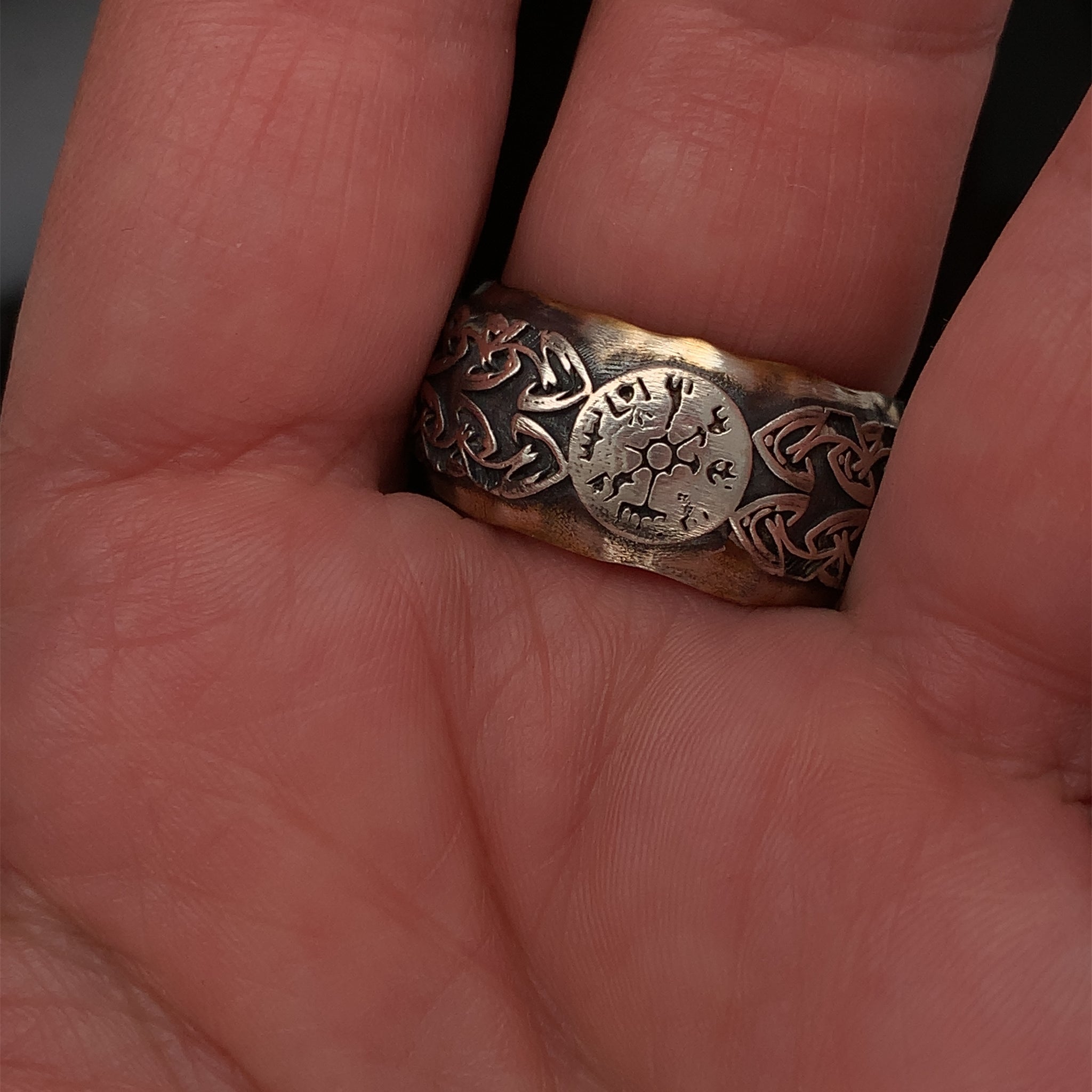 Silver Wedding Ring, Viking Compass Ring , Monogram Ring, Vesvigir Rin -  Dinara Studio