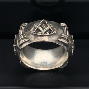 Mens Masonic Ring, Unique Masonic Anniversary Ring, Sterling Silver Custom Made Freemason's Ring