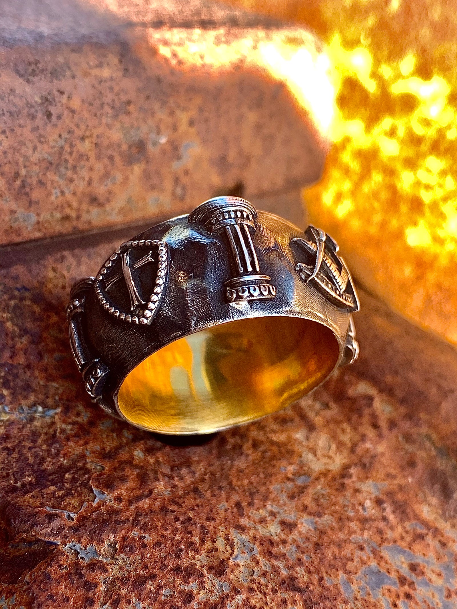 Masons Ring, Knights Templar Ring, Solar Cross Ring, Masonic Fashion Ring, Handmade Ring, Mens Wedding Band, Square Compass Ring