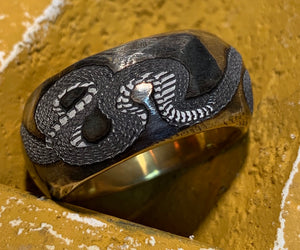 Sterling Silver Snake Ring for Men and Women, 11mm, Custom Engraved, Personalized Ring