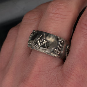 Mens Masonic Ring, Unique Masonic Anniversary Ring, Sterling Silver Custom Made Freemason's Ring