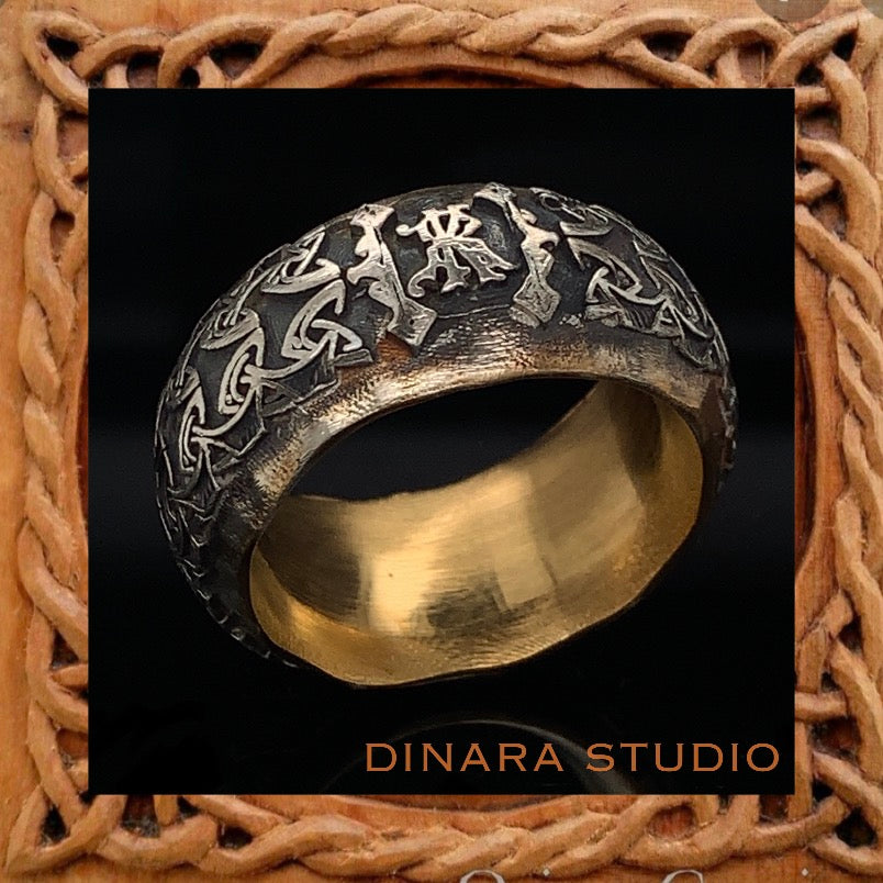 Silver Wedding Ring, Viking Compass Ring , Monogram Ring, Vesvigir Ring, Nordic Symbol Ring, Unique Wedding Band, Handmade Silver Ring