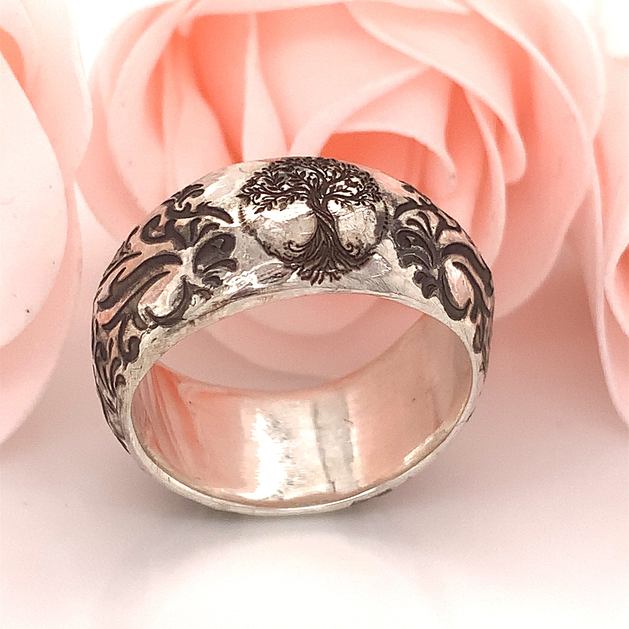 Signet Rings for Men Round Engraved Men's Silver Ring - Walmart.com