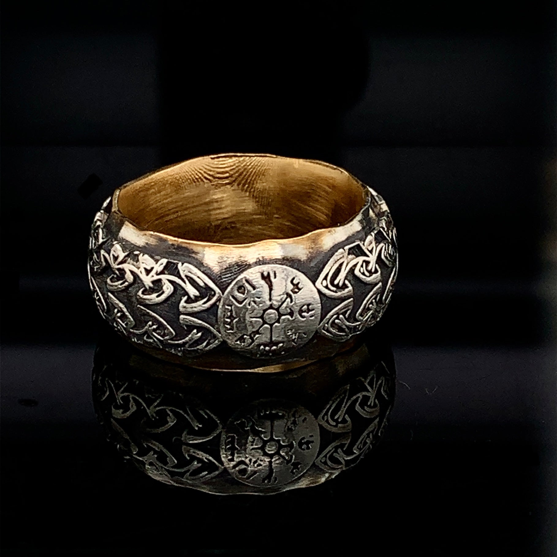 Silver Wedding Ring, Viking Compass Ring , Monogram Ring, Vesvigir Rin -  Dinara Studio