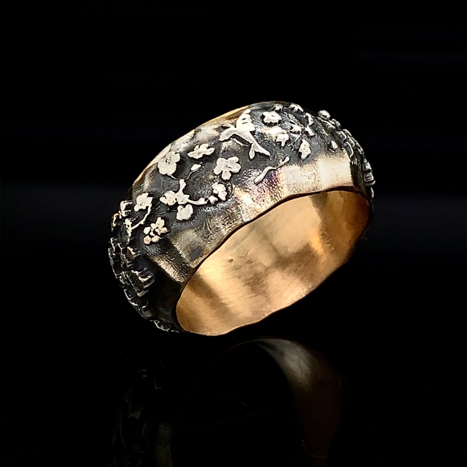 Hummingbirds Ring, Silver Wedding Band, Nature Lover Ring. Anniversary Ring, Handmade Silver Ring. Unique Wedding Ring