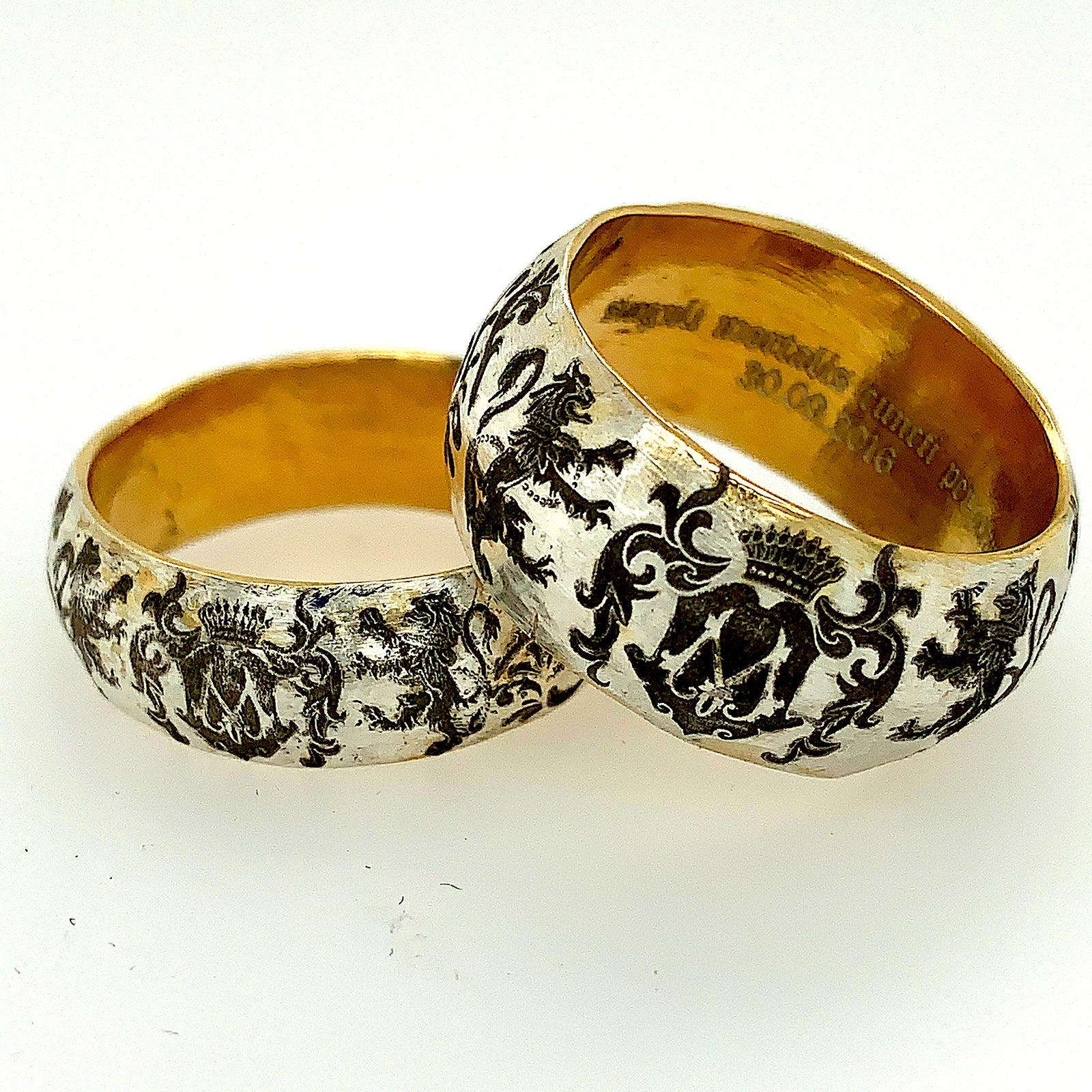 Handmade Family Crest Ring, 11mm, Antique Style Monogram Wedding Band, Personalized Custom Made Ring